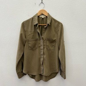 ANTHROPOLOGIE CLOTH & STONE army green button down shirt